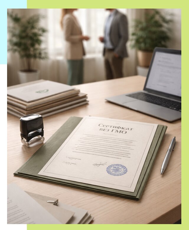 Сертификат без ГМО в Краснокаменске от 7666 р. оформить срочно Алешин-Ксн